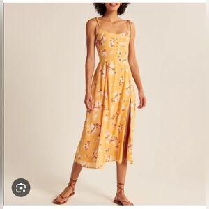 Floral midi dress with tie straps